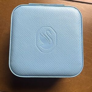 Swarovski Blue Travel Jewelry Case Organizer Swan Logo